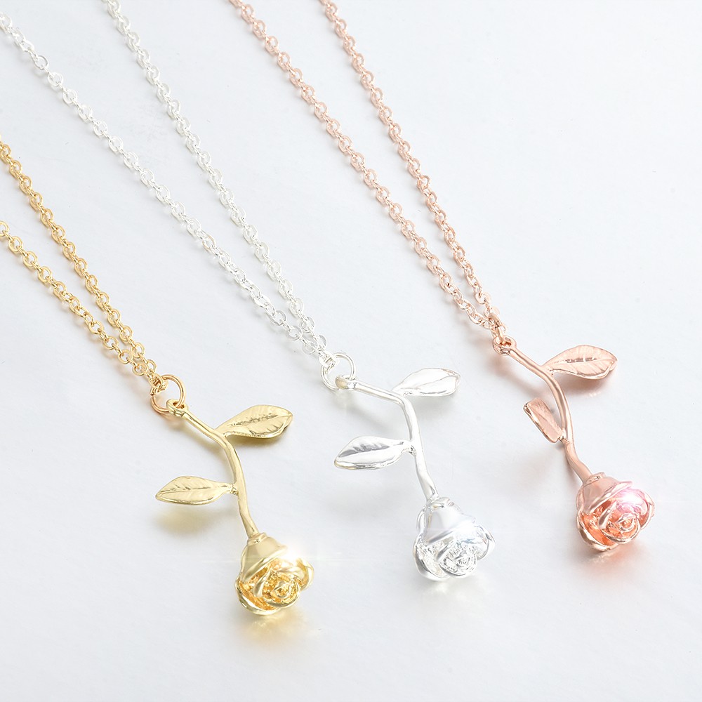 【sweet】Fashion woman Charm delicate Rose Flower Pendant Necklace wedding gift jewelry