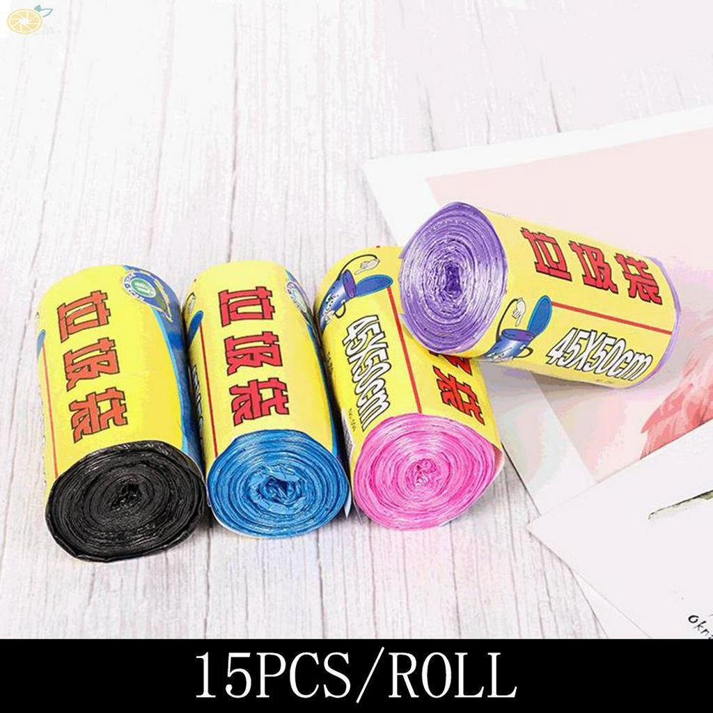 Cuộn 15 túi đựng rác bằng nhựa kích thước 50cm x 45cm nhiều màu tùy chọn