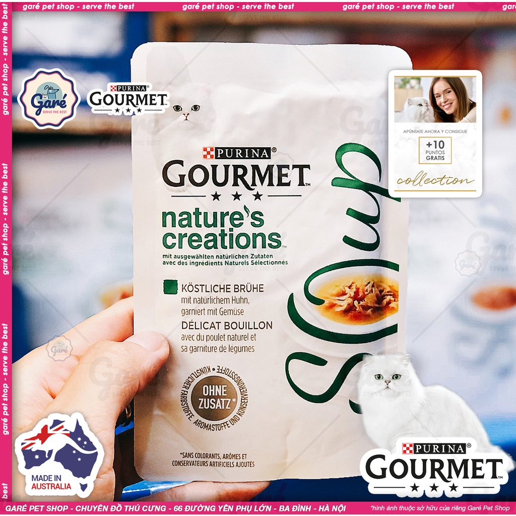 Pate Đức cho Mèo Gourmet Purina Gà, Tôm, Cá Ngừ, Cá Cơm - Savings package Gourmet Soup