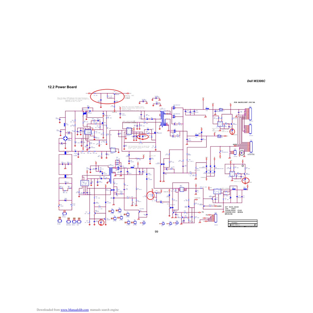 Hướng dẫn sửa chữa và sơ đồ màn Dell W2306C