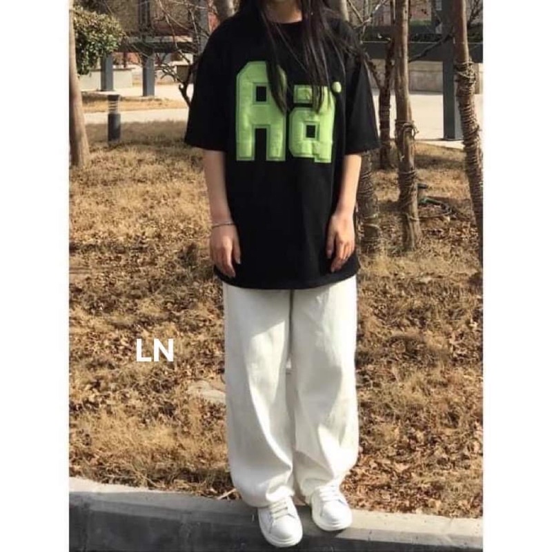 Set Quần Dài Trắng suông Áo Forget, AA[FREESHIP] Bộ đồ culottes trơn  kèm thun form rộng tay lỡ in hình vintage Ulzzang