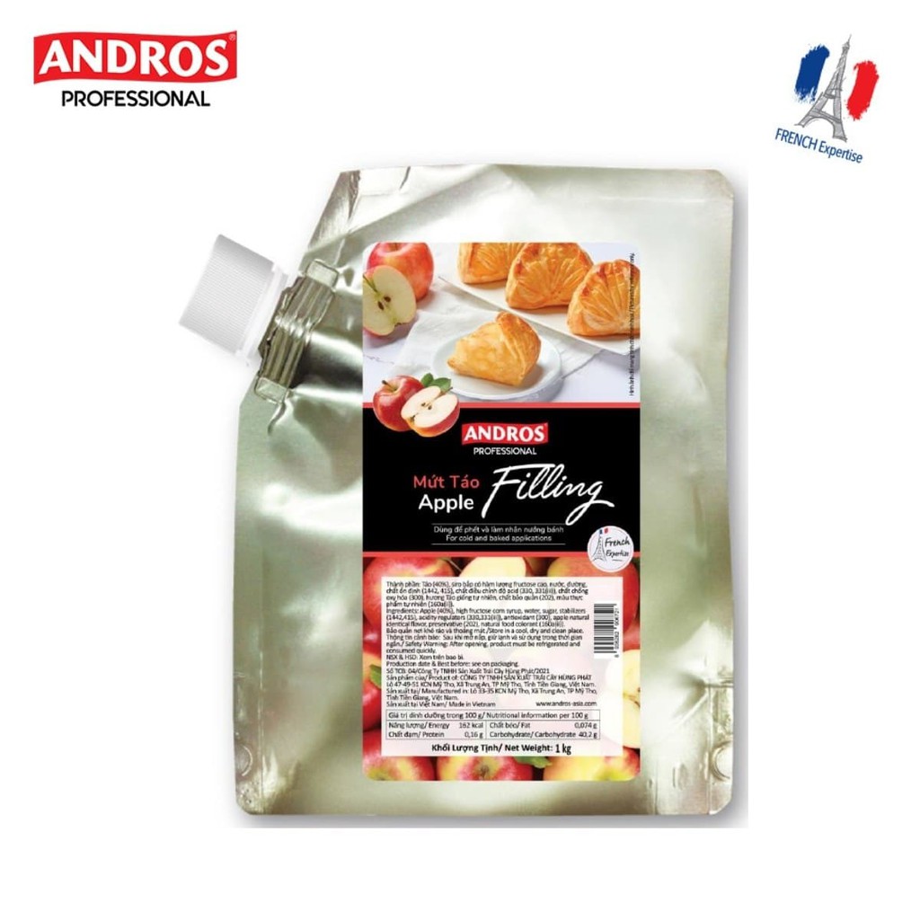 [Mã BMBAU50 giảm 7% đơn 99K] ANDROS - Filling Táo - Mứt trái cây làm bánh - Túi 1 Kg