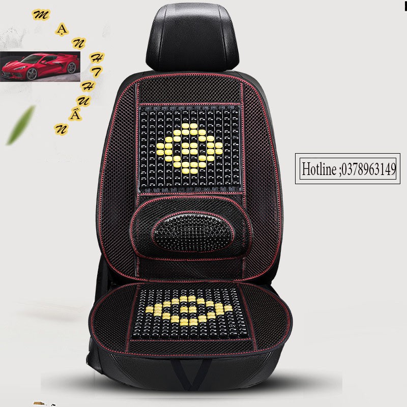 Tựa lưng lót ghế ô tô massage ,đan xen hạt gỗ. Thoang mát ,dễ chịu | BigBuy360 - bigbuy360.vn