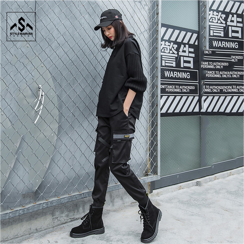 Quần jogger kaki nữ STYLE MARVEN thiết kế túi hộp có khóa kéo phối dây cùng màu cá tính - QUAN SM025V2