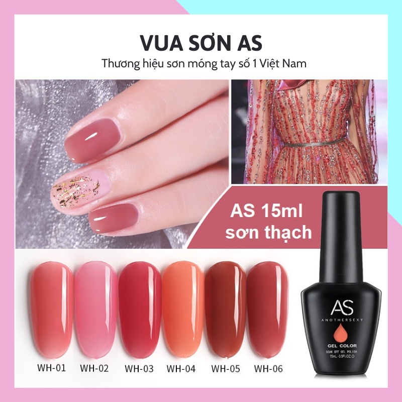 Sơn Gel As Móng Tay Thạch Dùng Máy Hơ Tone Màu Đỏ Hồng Vua Sơn As Mã Wh 15Ml