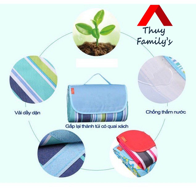 Chiếu ngủ văn phòng gấp gọn không thấm nước DHA, thảm du lịch cao cấp - tấm trải picnic đa chức năng DHA