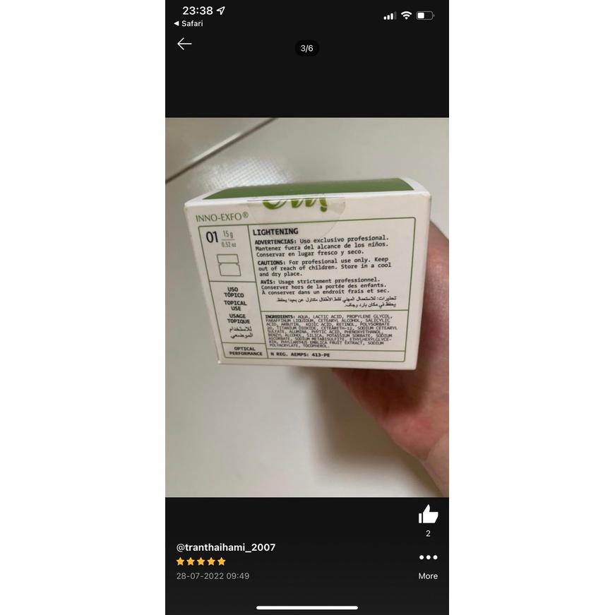 Kem Peel Hoạt Chất Vitamin A 5% Innoaesthetics Inno LIGHTENING- Tái Tạo Đều Màu Da Giảm Mụn, Ngừa Thâm Mụn