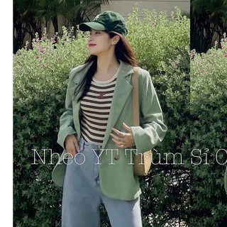 Áo khoác vest nữ, blazer dáng suông chất nhung tăm mềm mịn