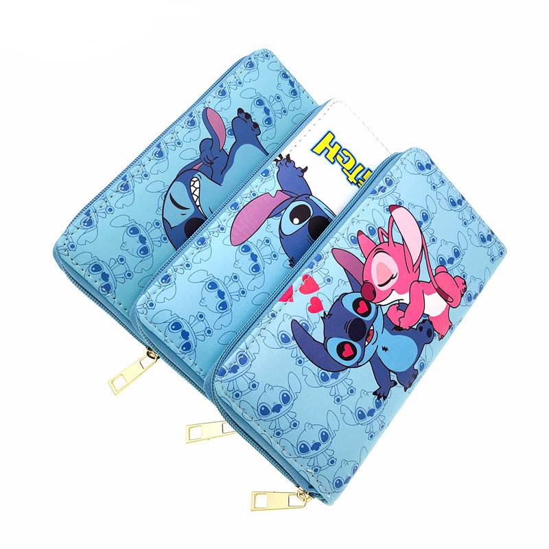 Ví Da PU Dáng Dài Họa Tiết Hoạt Hình Stitch Phong Cách Hàn Quốc Cho Nữ