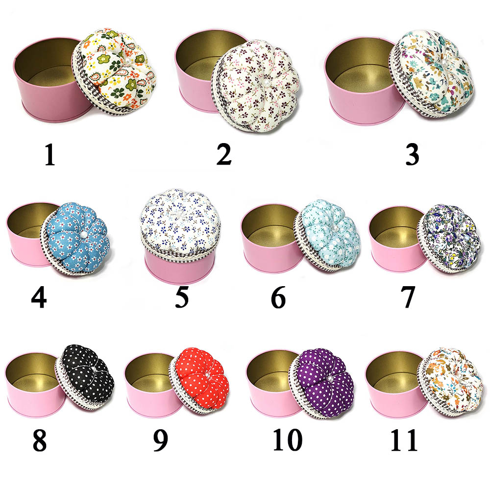 Gối cắm kim may vải cotton hình quả bí ngô đáng yêu tiện dụng