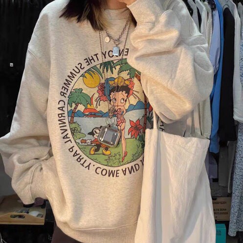 Áo sweater nỉ ngoại tay bồng unisex Tắm biển_Áo nỉ bông nam nữ basic, cá tính, hottend