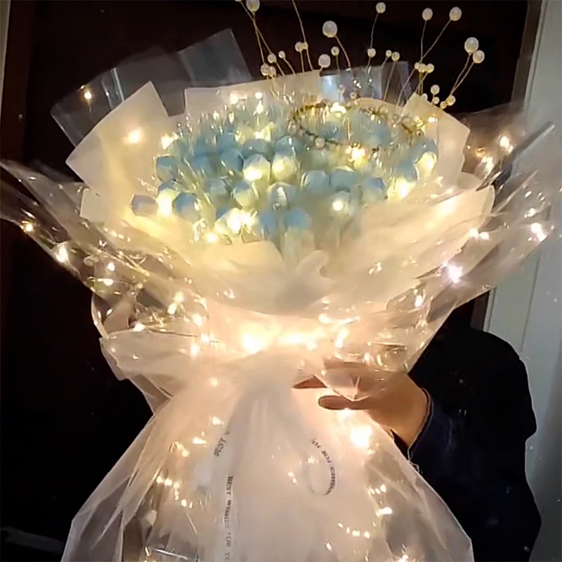 Giấy Gói Quà/Trang Trí Lễ Tình Nhân/Lễ Hoa 60*60cm Có Đèn LED DIY