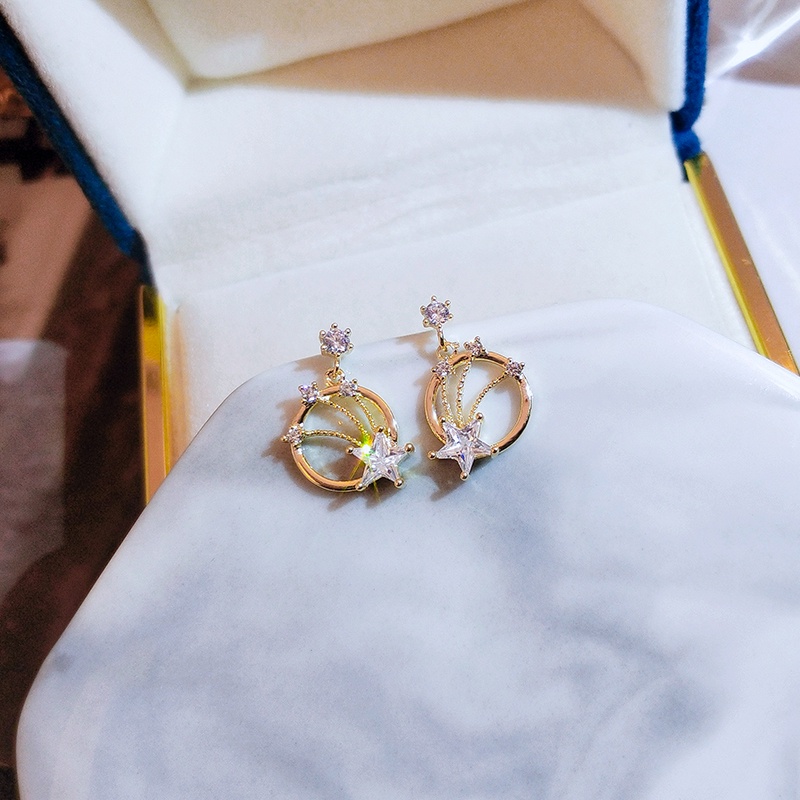 [Jiudolan] Bông Tai Bạc 925 Đính Đá Zircon Tinh Tế Hợp Thời Trang Dễ Phối Đồ Trang Sức Cho Nữ