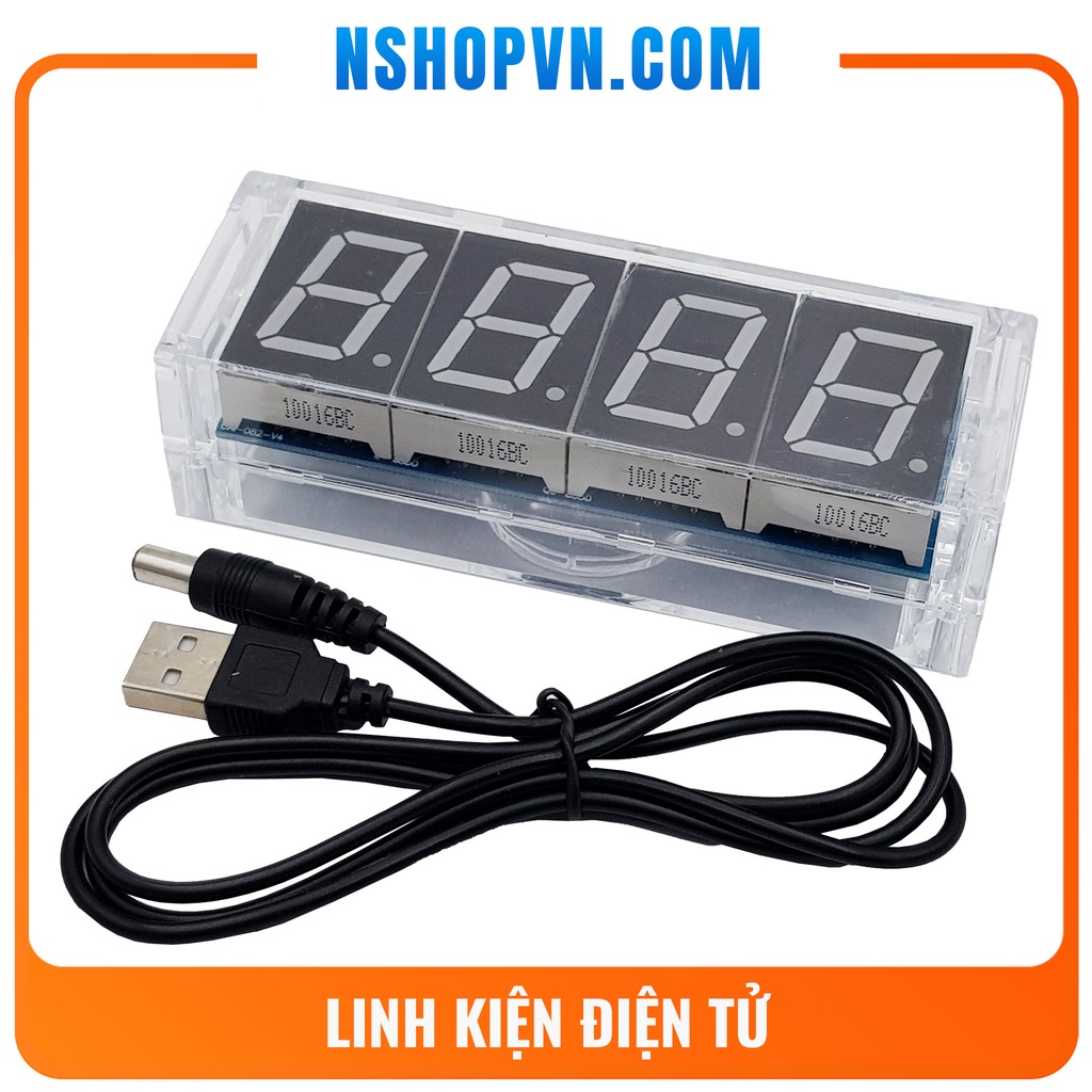 Đồng hồ led 7 đoạn, báo ngày giờ, nhiệt độ + vỏ mica DIY Tự Lắp