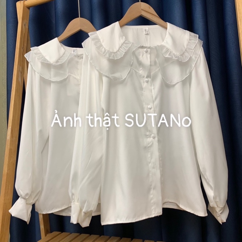 Áo sơ mi trắng nữ cổ bèo 2 tầng bánh bèo hottrend babydoll chất đẹp mầu trắng, đen xiao shop | BigBuy360 - bigbuy360.vn