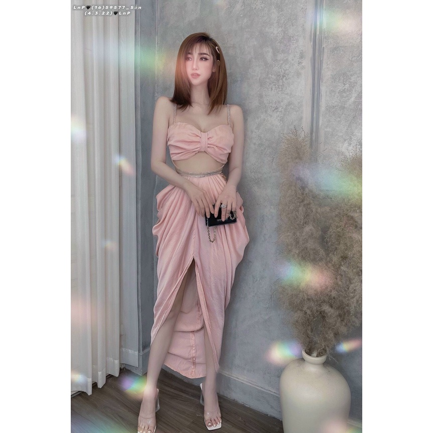 Set áo nơ + chân váy Hi Lạp