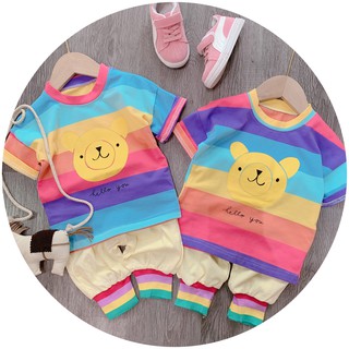 Set gấu kẻ cầu vồng