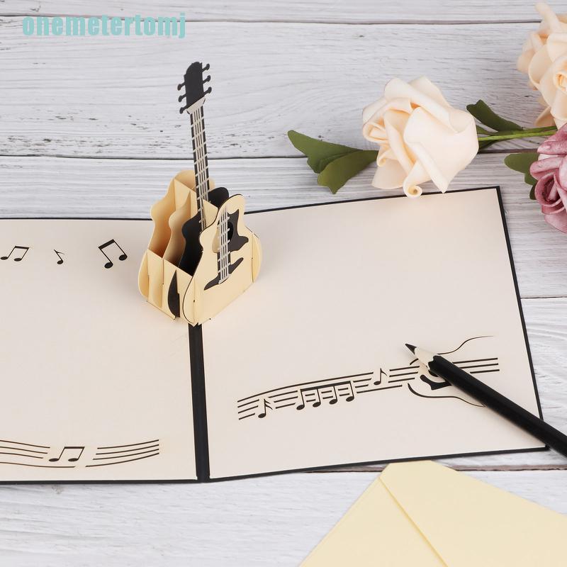 【ter】Pop up Greeting Cards, 3D Guitar Pop Up Card, Creative Birthday Card, Handmade G