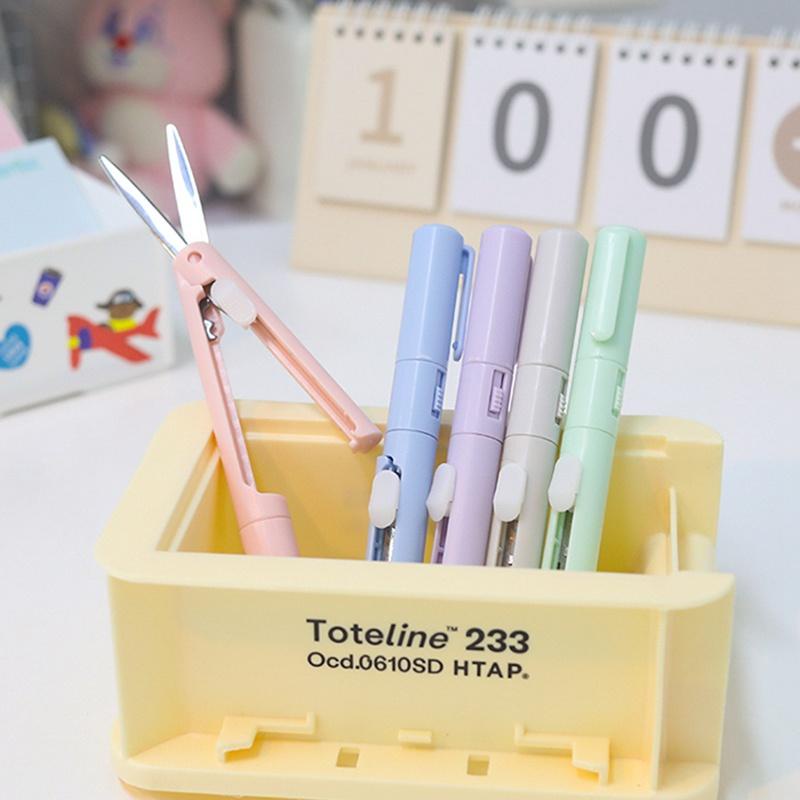 Set Bút Dao trổ và Kéo Mini 2 Trong 1 Thiết kế thông minh nhiều màu sắc đa năng tiện lợi
