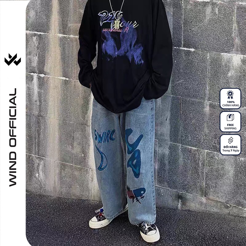 Áo sweater Unisex WIND phông tay dài form rộng 35HOUR, thời trang nam nữ oversize | BigBuy360 - bigbuy360.vn