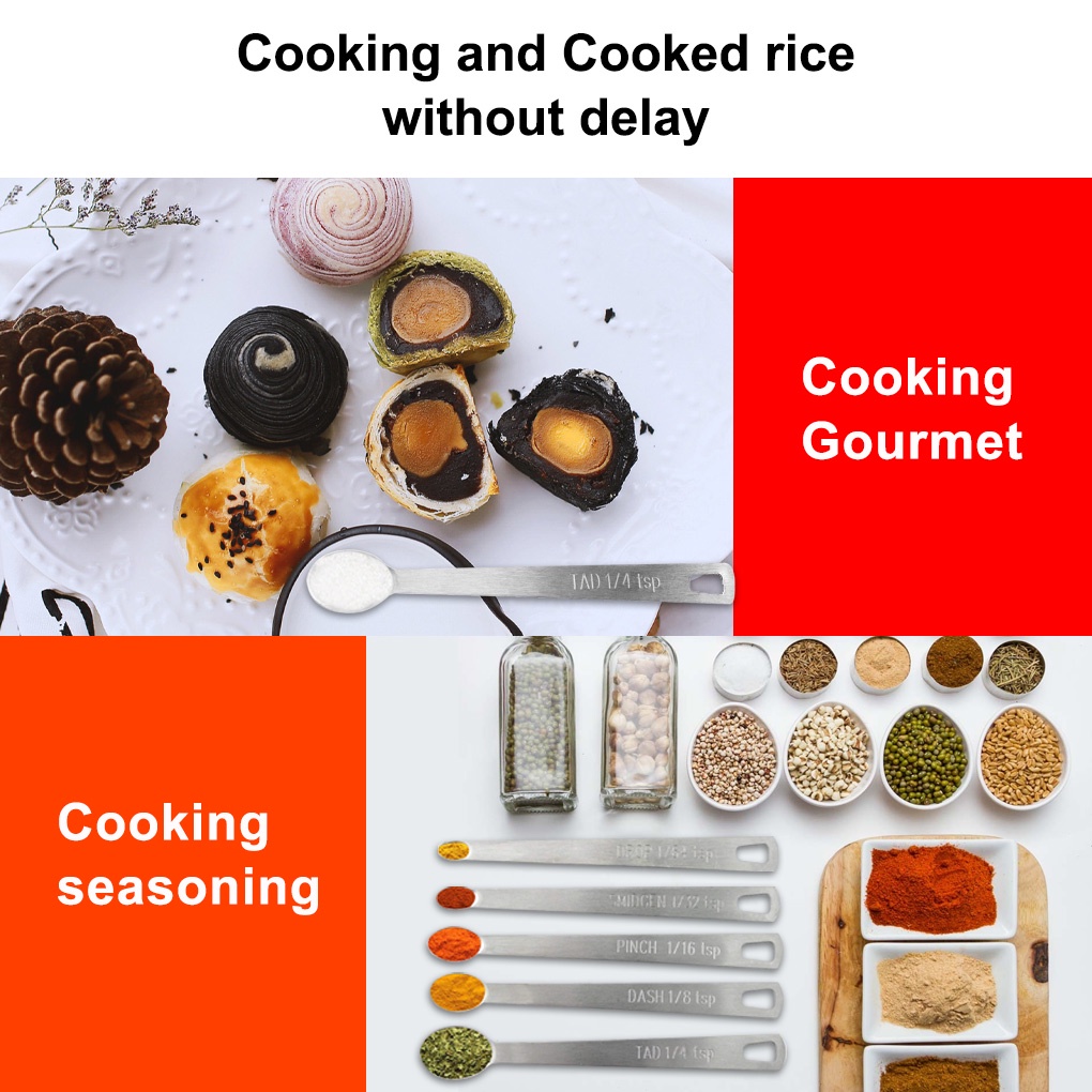 5 Piece Measuring Spoon Set Seasoning Mirror Polished Handled Sugar Juice Teaspoon Kitchen Tools Gadgets Utensils with