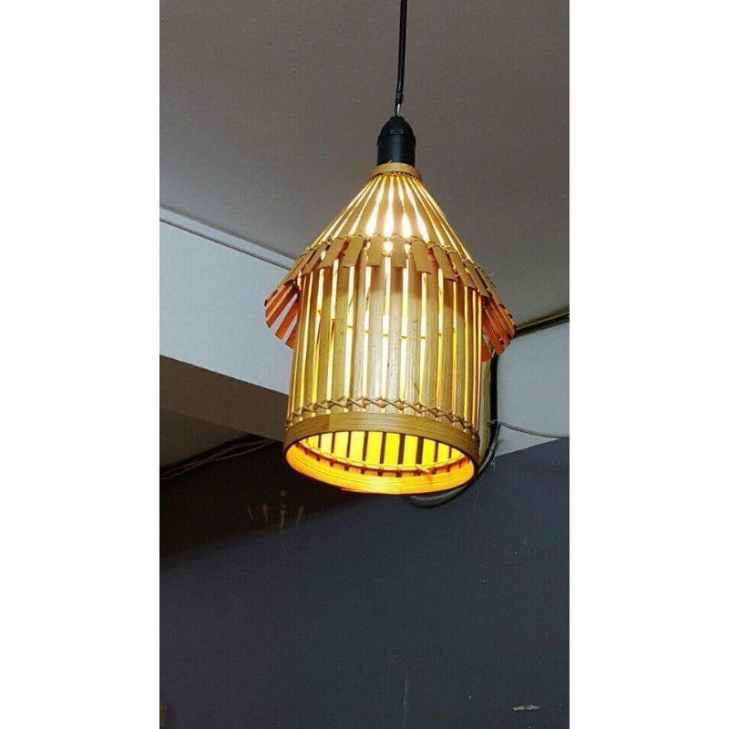 Đèn lơm mái ngói, đèn tre trang trí, đèn tre decor, đèn tre treo trần