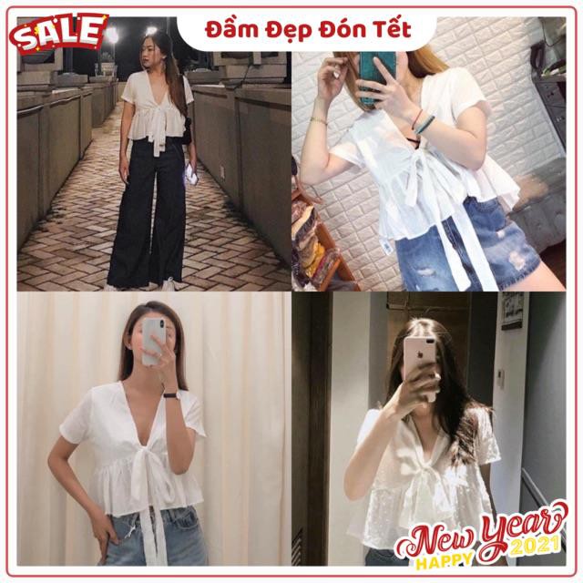 ÁO XINH ĐỘC LẠ BAE TEE - Áo croptop babydoll nơ ngực ulzzang( KÈM ẢNH THẬT TRẢI SÀN )