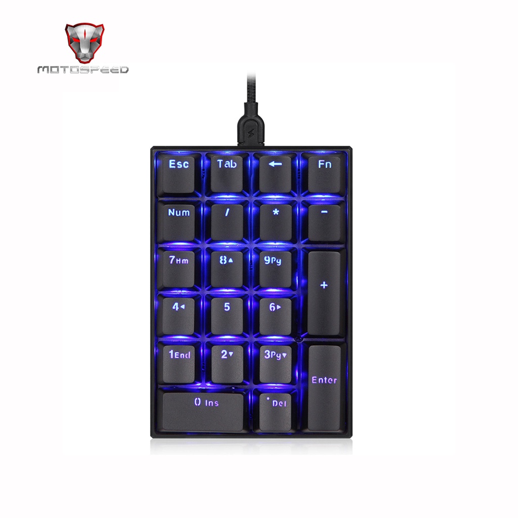 Motospeed K23 Bàn Phím Cơ Số Có Dây USB Bàn Phím Đèn Nền Màu Xanh 21 Phím Với Công Tắc Màu Đỏ OUTEMU-198-123BOXVN