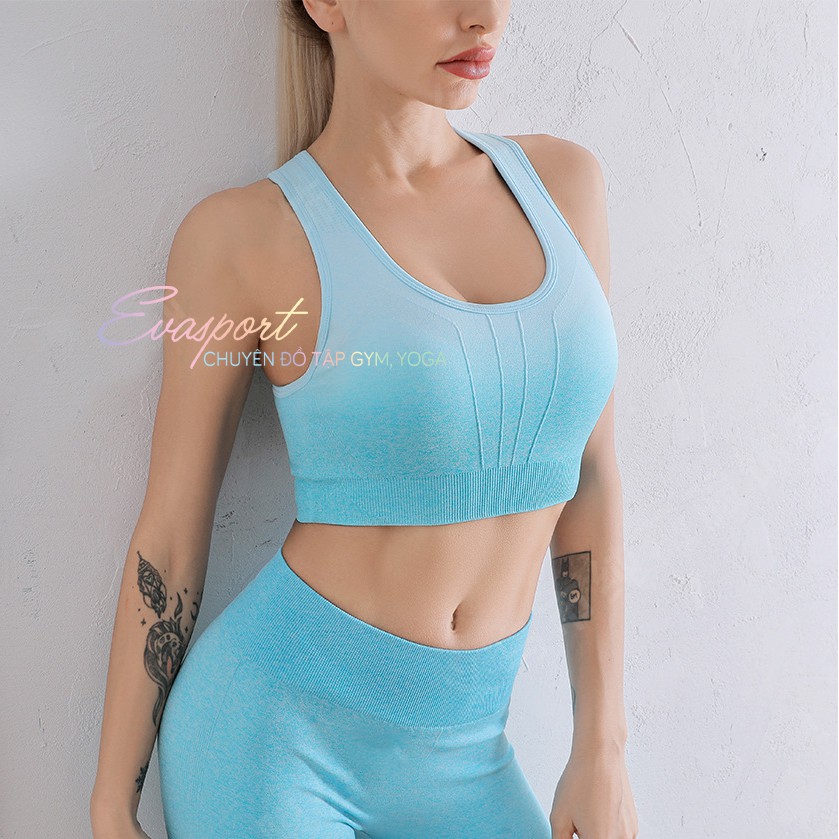 Set bộ đồ tập gym nữ ngố, tập yoga aerobic thể thao dệt kim gồm áo bra quần ngố tập gym