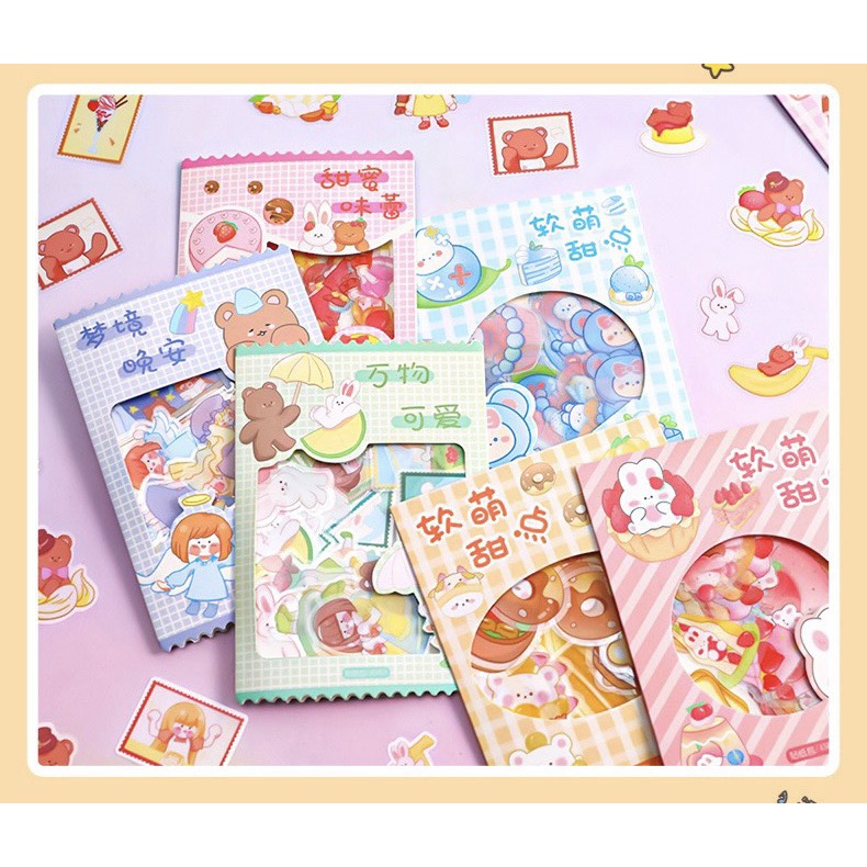 Set 45 Sticker Hình Dán trong suốt Bi store