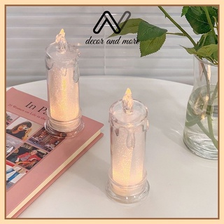 Đèn led trang trí hình cây nến trong suốt cao 18cm trang trí tiệc tùng ANDECOR