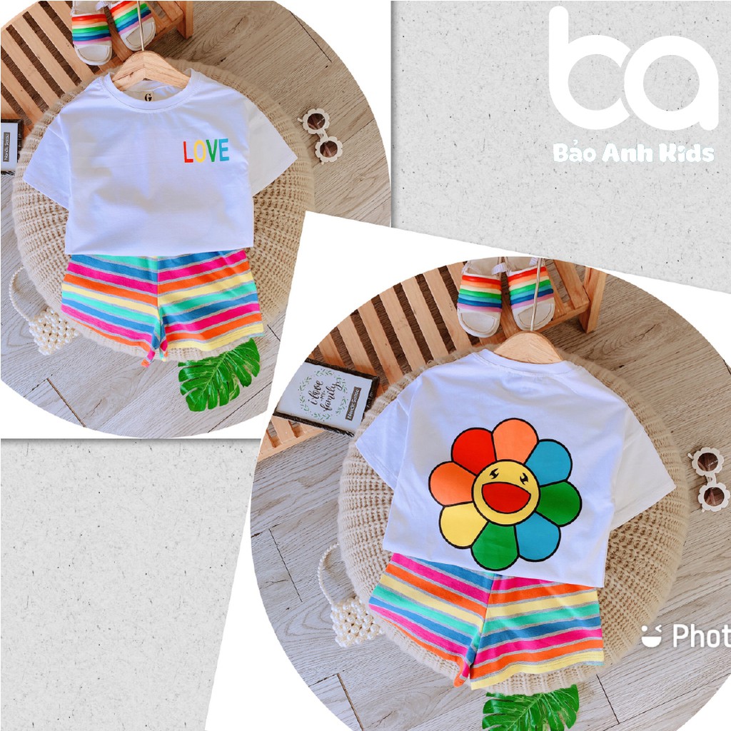 Bộ Cộc Tay Cho Bé Trai, Bé Gái Chất Liệu Cotton Mềm Mịn Họa Tiết Hoa Mặt Trời Nhiều Màu, Bộ Mặc Nhà Cho Bé - BCMATTROI1