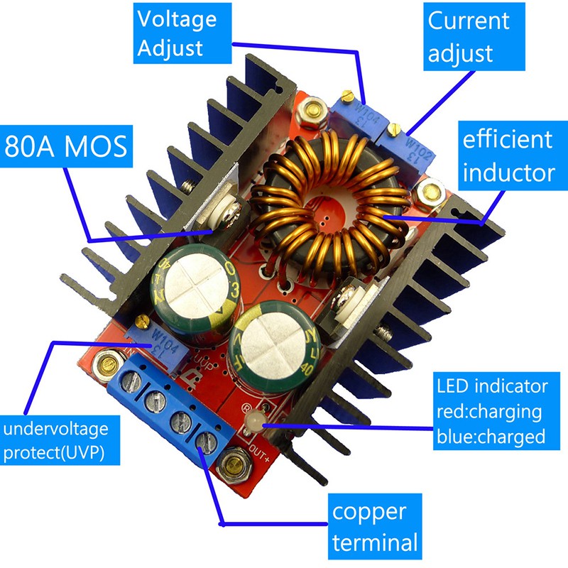 DC-DC CC CV Buck Boost Converter 9-35 đến 1-35V 80W Buck Booster DC Step Down Step Up Module Adaptor Điều chỉnh điện áp