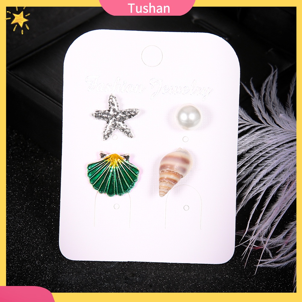 Bộ 4 khuyên tai nữ phong cách bãi biển xinh xắn