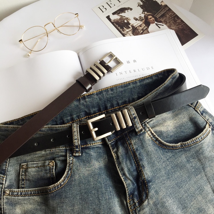 Thắt Lưng Nam Cao Cấp Mecy Belt Phong Cách Hàn Quốc SAZ Màu Đen Đẹp - Dây Lưng Da PU Nam Mặt Kim Loại Cá Tính