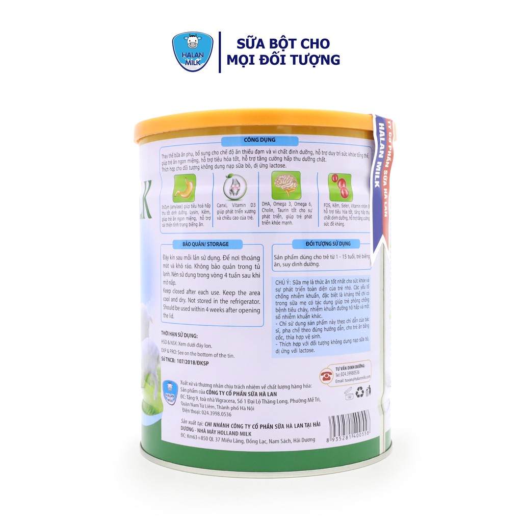 Sữa bột Halanmilk GOAT BA 900gr - Bổ sung dinh dưỡng cho bé