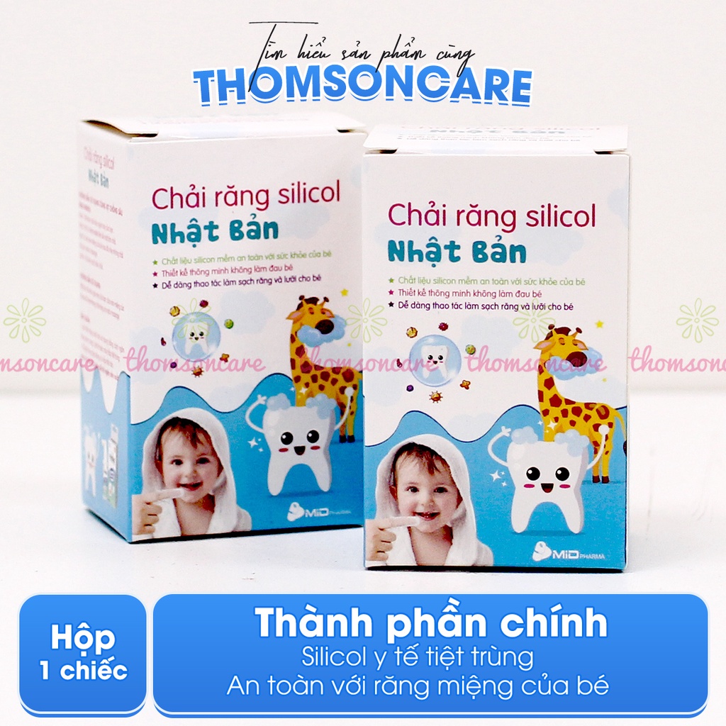 Bàn chải silicon xỏ ngón Midkid cho bé từ 1 tuổi Midkid, tưa lưỡi mềm mại, an toàn, có hộp đựng sạch sẽ và tiện lợi