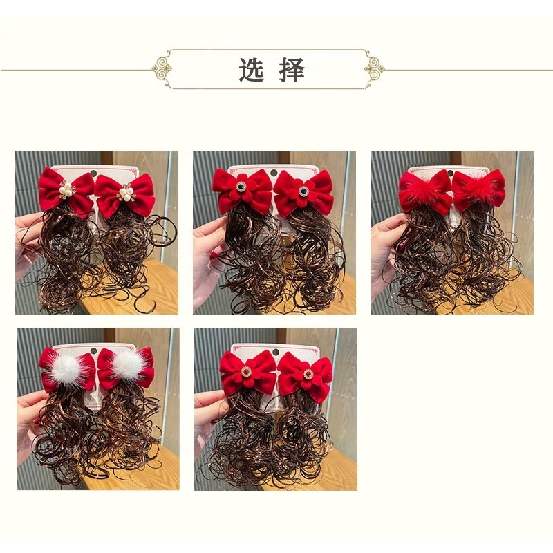 SET 2 KẸP TÓC HÌNH NƠ ĐỎ PGONG CÁCH TRUNG HOA CỔ ĐIỂN TRANG TRÍ CHO BÉ CỰC XINH.AD