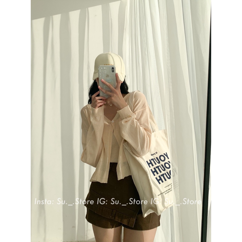 Set áo cardigan mỏng trơn kèm áo dây S375 SUSTORE