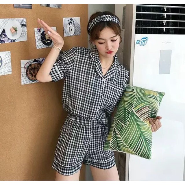 Bộ ngủ pijama caro hàng VNXK