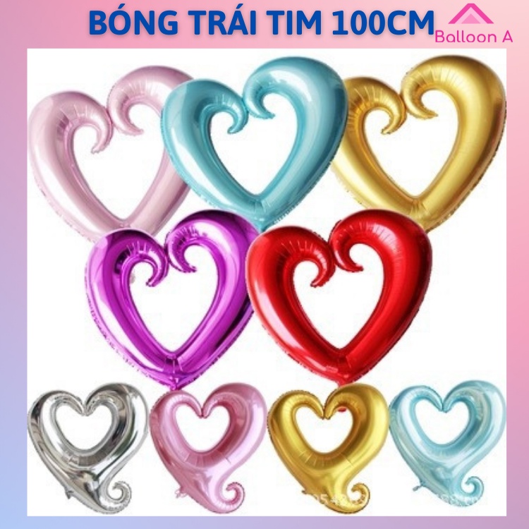 Bóng Hình Trái Tim Siêu To Khổng Lồ 100cm Trang Trí Sinh Nhật Phòng Cưới