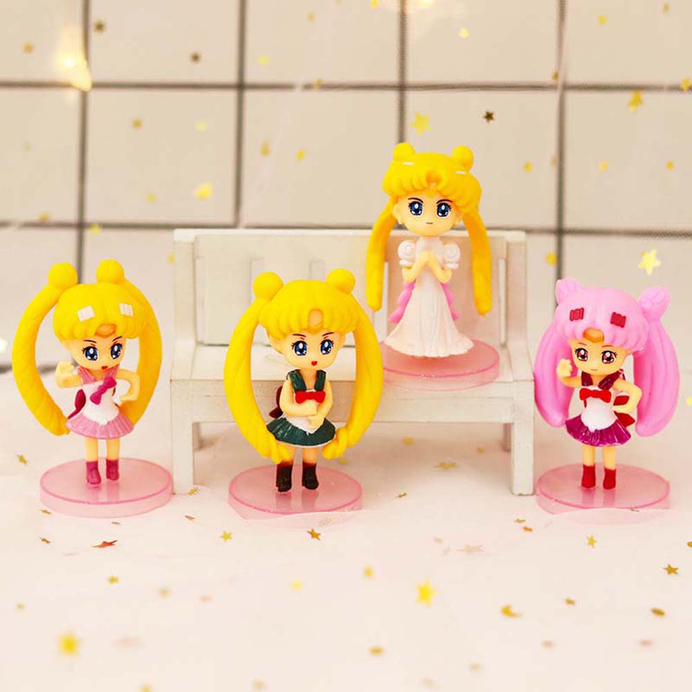 SAILOR MOON Set 4 Mô Hình Đồ Chơi Nhân Vật Hoạt Hình Thủy Thủ Mặt Trăng