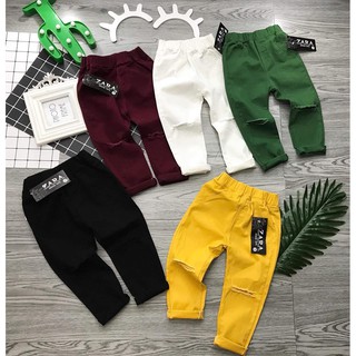 quần kaki rách gối cho bé