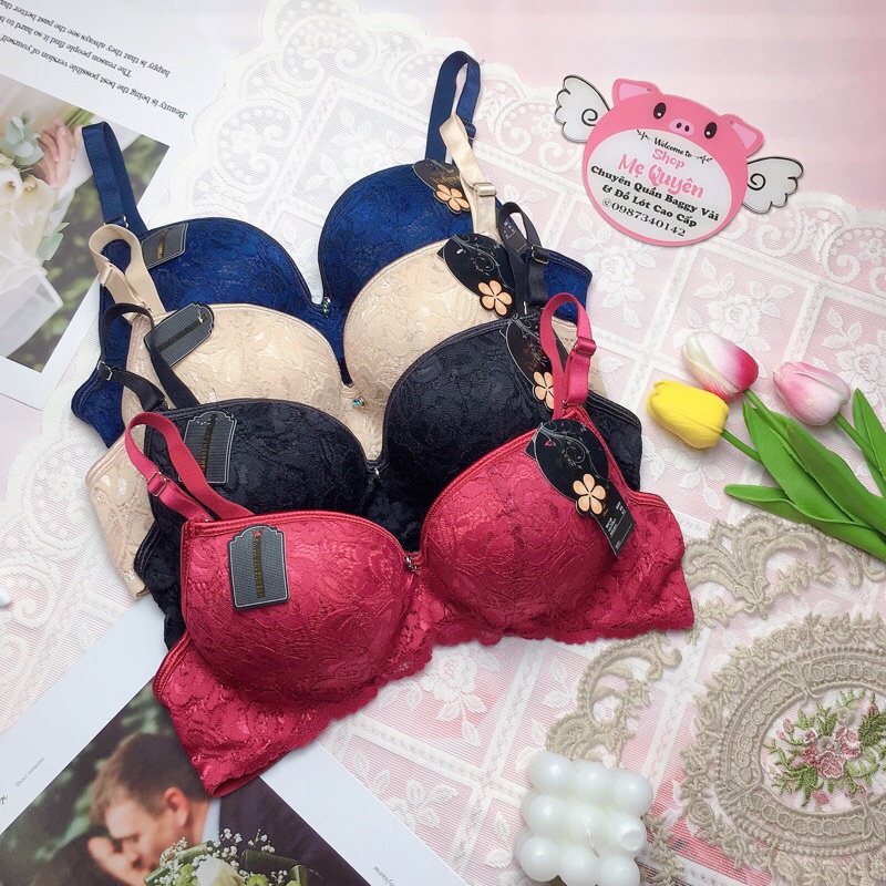 Áo lót ren nữ Thái Lan mút vừa 2,5cm có gọng mềm, hoạ tiết ren độc đáo nâng ngực tròn đầy cho nàng