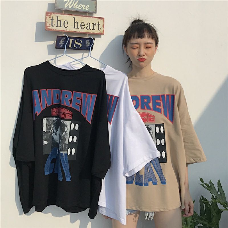 Áo Thun Tay Lỡ Ống Rộng Form Rộng Unisex Ulzzang Trẻ Trung