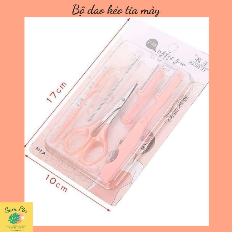 Sét Dao Tỉa Chân Mày đầy đủ dao kéo lược