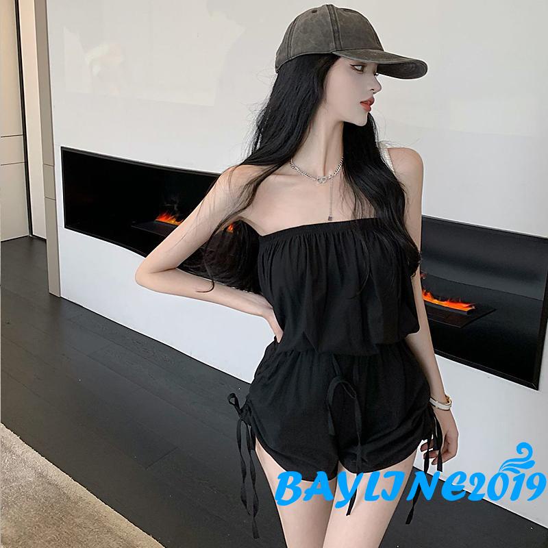Bay-Women Romper, Off Shoulder High Waist Drawstring Shorts Pants Summer Fall Street Spring Jumpsuit | BigBuy360 - bigbuy360.vn