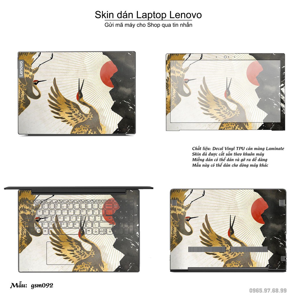 Skin dán Laptop Lenovo in hình giả sơn mài (inbox mã máy cho Shop)