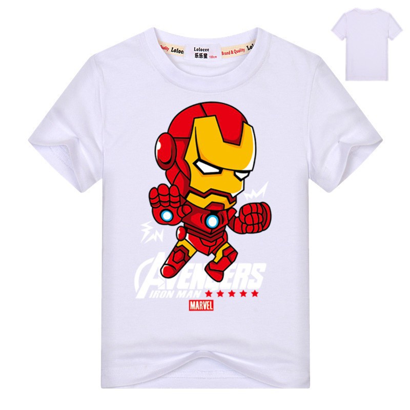 HOT Áo thun cotton ngắn tay in hình Iron Man thời trang sành điệu cho bé trai
