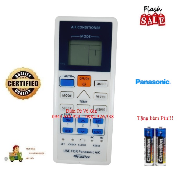 Remote Điều khiển điều hòa Panasonic 1 & 2 chiều Inverter- Hàng loại tốt mới 100% Tặng kèm Pin